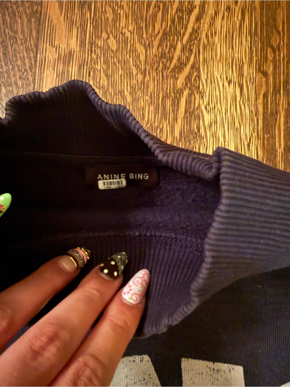 Anine Bing Logo Navy Sweater- size large - Picture 4 of 7